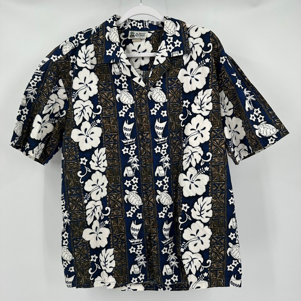 Aloha Republic Mens Island Heritage Tropical Hawaiian Shirt Sz XL Made in Hawaii